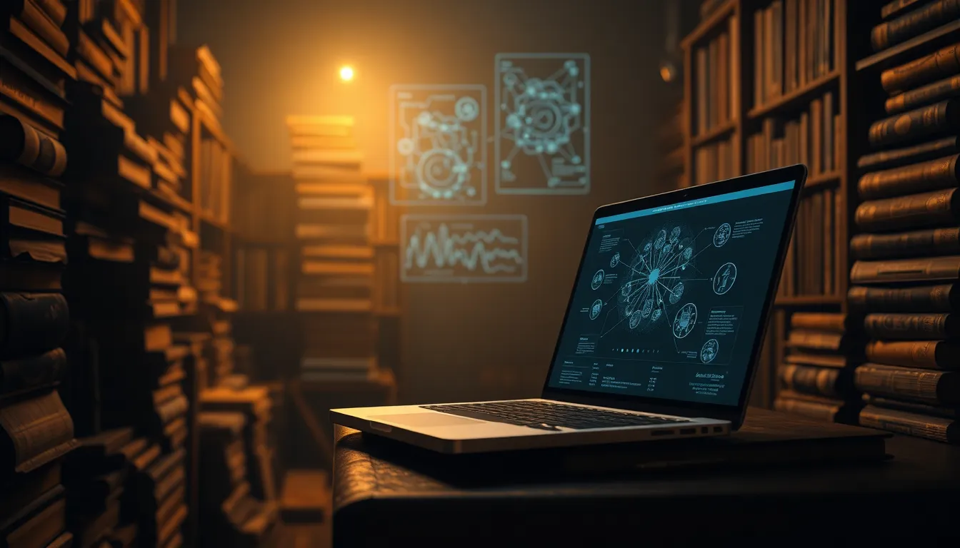 AI 검색 엔진이 다양한 정보 조각을 모아 사용자에게 최적화된 결과물을 제공하는 모습