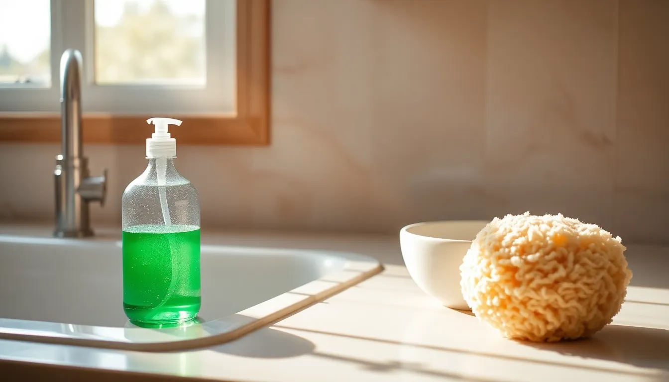 친환경 주방세제로 청소하는 모습