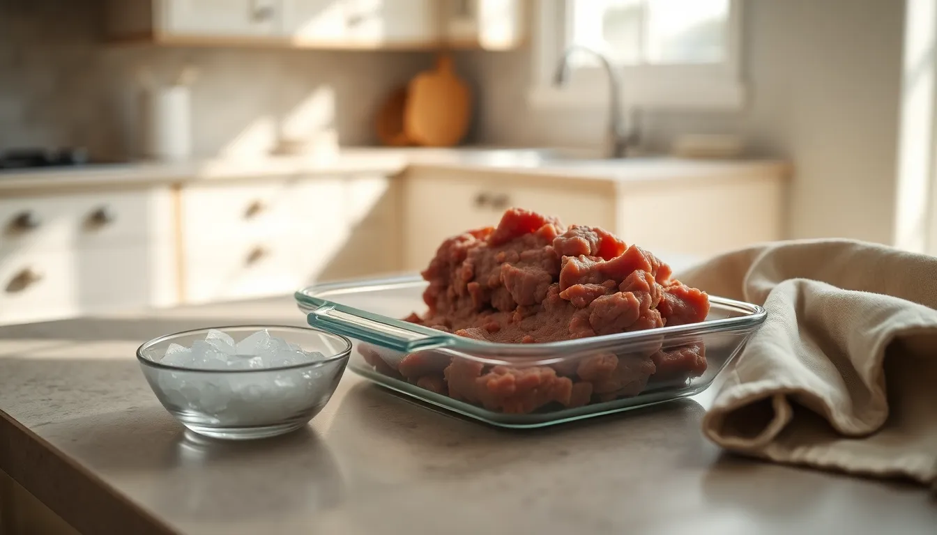 전자레인지로 냉동식품을 해동하는 모습