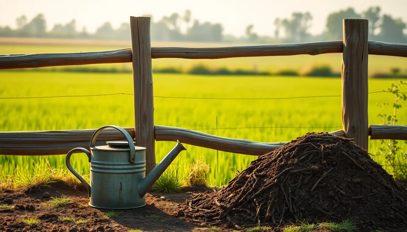 농부가 농작물을 살펴보고 있는 모습