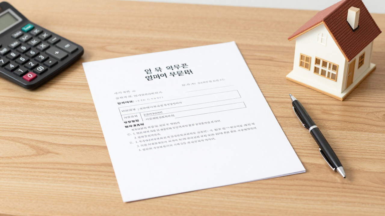 계산기와 주택담보대출 서류가 있는 책상